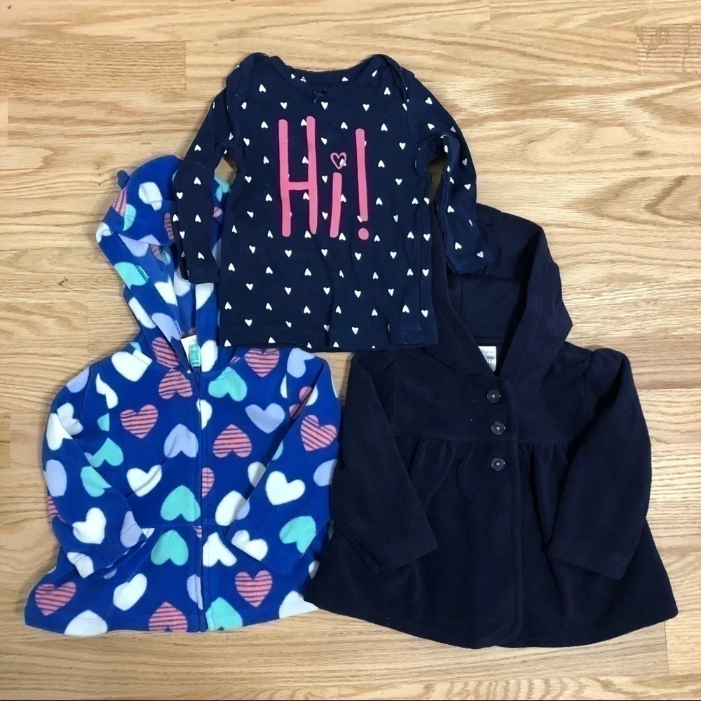 Carter’s Top Bundle 9 months Fleece Sweatshirts Hi Hearts Blue Hooded